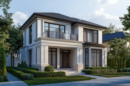 A modern house with a neat yard