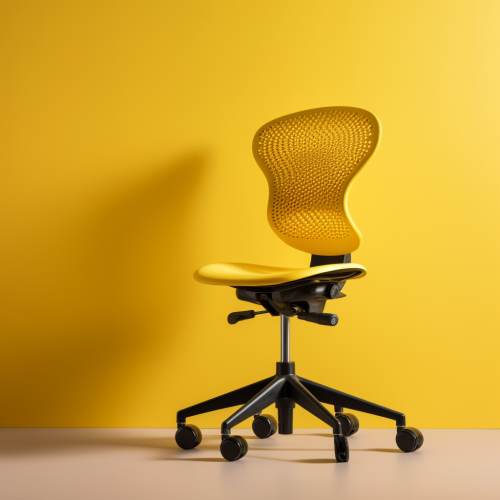 A modern office chair on wooden floor.