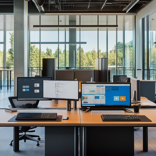 A modern office showcasing essential tools for business