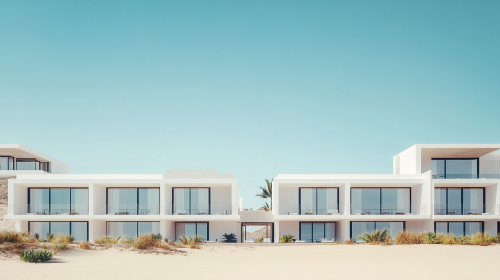 A modern white hotel series near the beach