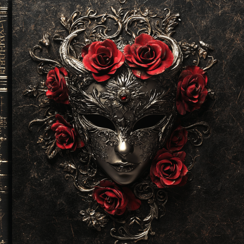 A mysterious book cover with red roses.