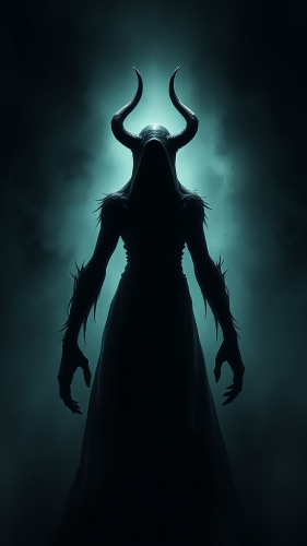 A mysterious shadow creature in a horror poster.