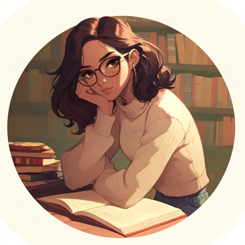 A nerdy girl studying in high school library