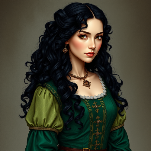 A noble lady in a green dress