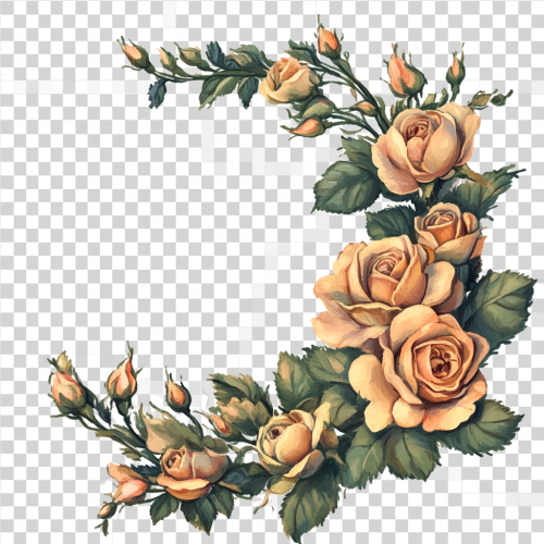 A painted boho frame with roses in corner