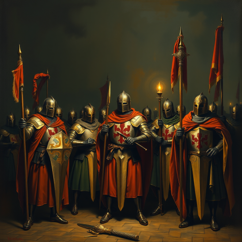 A painted knight templar in a solemn night