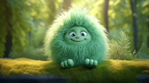 A peaceful green monster lying in calm nature.