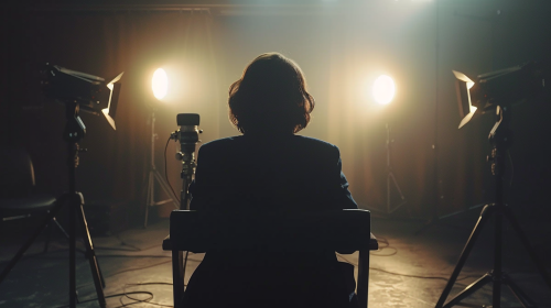 A person in their 40s is interviewed