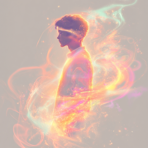 A person with glowing aura understanding emotions