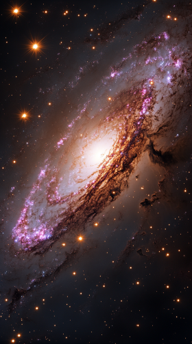 A pink and purple galaxy full of stars