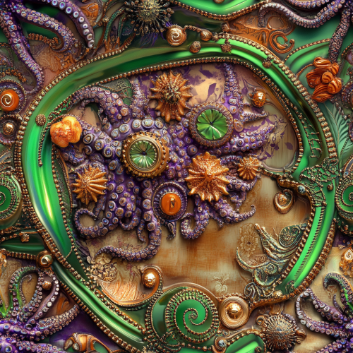 A plate with strange creatures and tasty snacks.