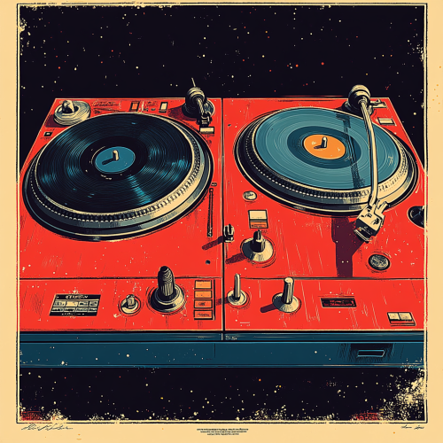 A poster depicting 1970s soul & funk instruments