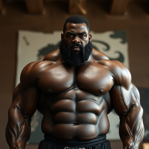A powerful, muscular black bodybuilder.
