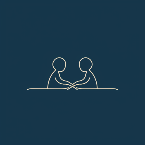 A powerful single line logo depicting support