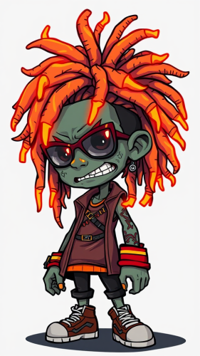 A punk Helluva Boss character with glowing dreads.
