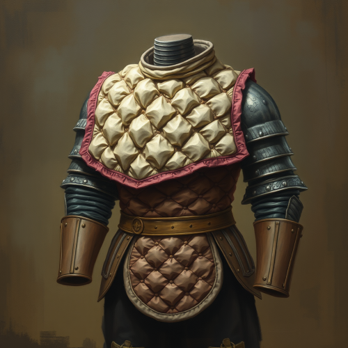 A quilted armor made in an oil painting.