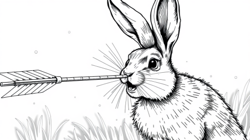 A rabbit gets struck by a fast arrow.