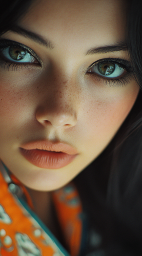 A realistic 1970s photo of a beautiful woman