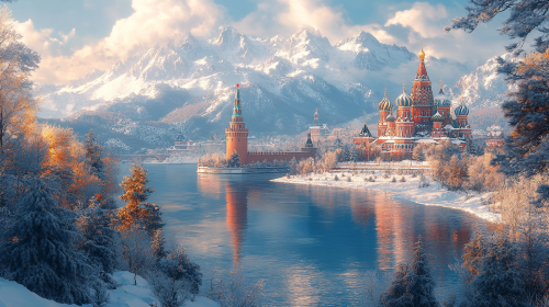 A realistic image of Russia's iconic landmarks