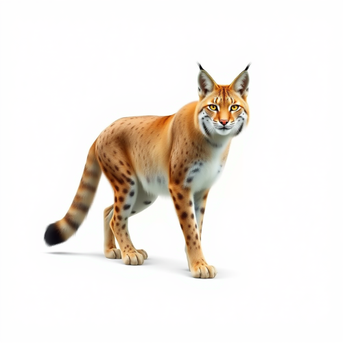 A realistic lynx standing on two legs.