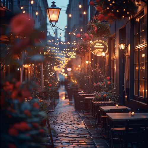 A realistic photo of a street at night.