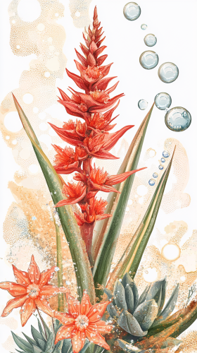 A red and green theme with bubbles and flair