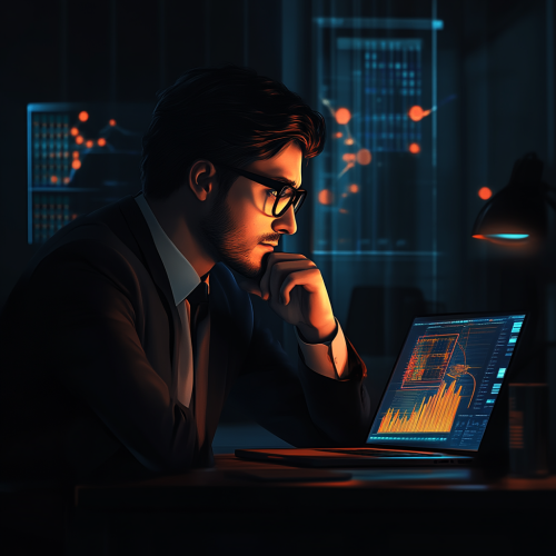 A sad professional looking at failed marketing campaign.