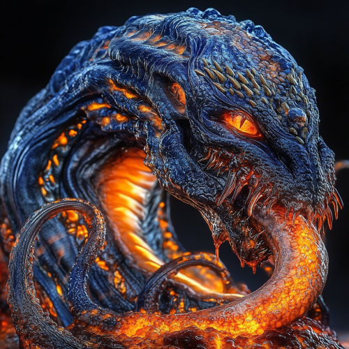 A scary giant fish woman with tentacles and scales