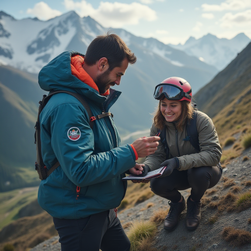 A scientist collects data from an extreme sport.