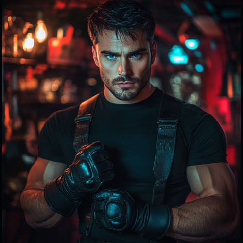 A serious and mischievous handsome man in nightclub