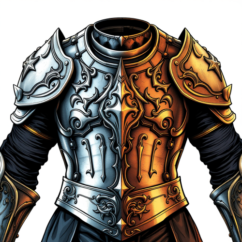 A shiny, strong armor made of iron.