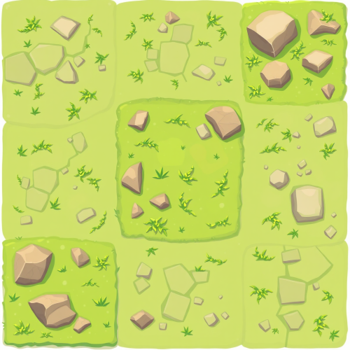 A simple cartoon-style top-down grass game tileset.