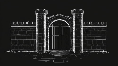 A simple drawing of dungeon gate by kids.