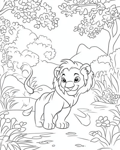 A simple lion coloring page for kids