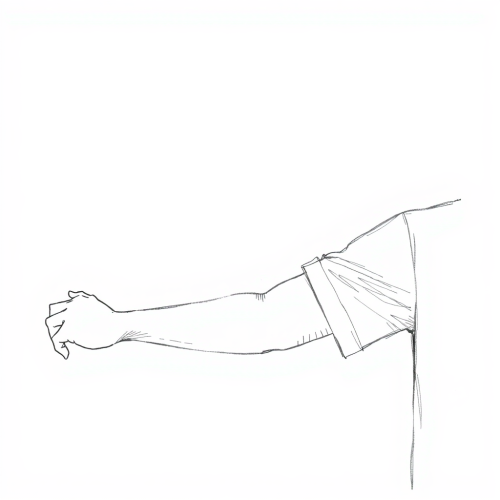 A simple pencil drawing of a person's arm.