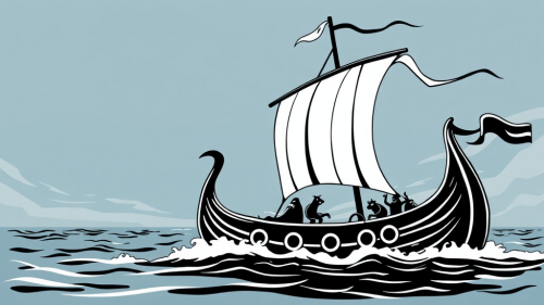 A simple sea monster spooks viking boat.