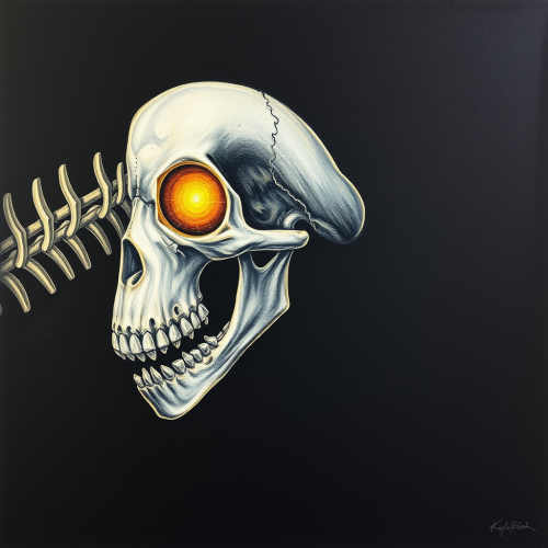A skeleton with a golden eye.
