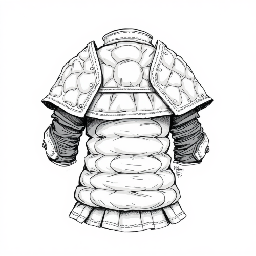 A sketch of clothing made from quilted fabric.