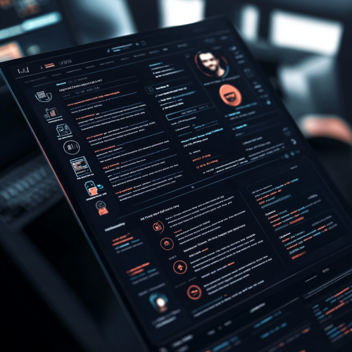 A sleek, modern resume with programming icons  A sleek, modern resume with programming icons