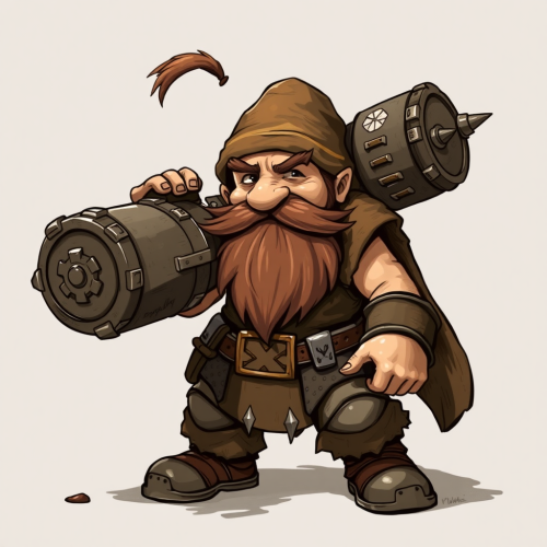 A small fighter with a brown beard holds a big round bomb.