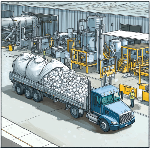 A small truck delivering recyclable plastic bags