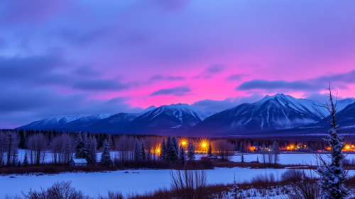 A snowy Kamchatka landscape on New Year's.