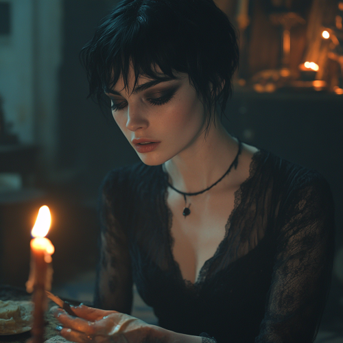 A spooky witch is casting a magic spell