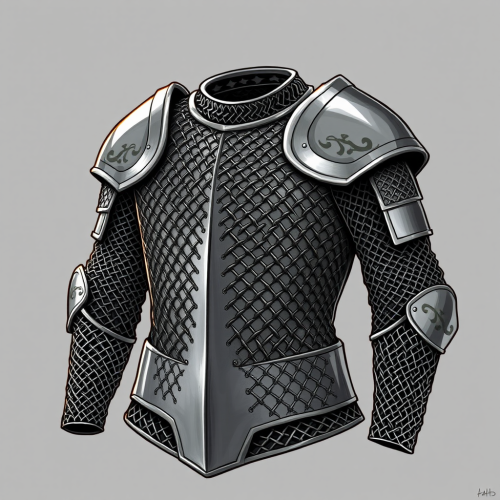 A strong armor shirt made of shiny chain mail.