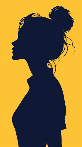 A stylish woman in blue, minimalistic art