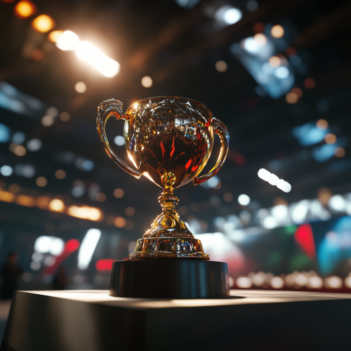 A sunny close-up of an E-sports game winner