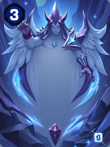 A surreal fantasy trading card game design