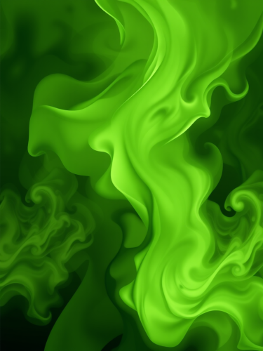A swirling green and black hero in abstract art.