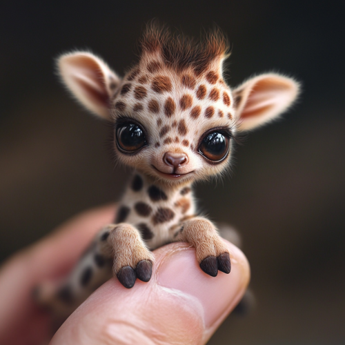 A tiny baby animal with spotted fur