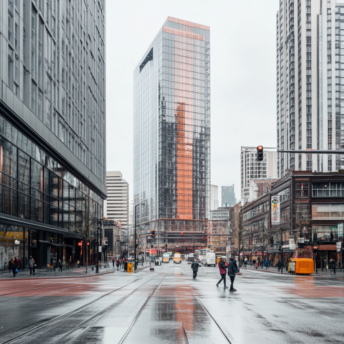 A vibrant city scene in the Roosevelt District